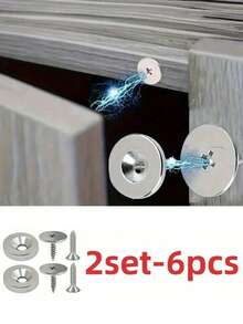 2/6/8/10Pcs Magnetic Cabinet Door Catch, Hidden Metal Magnetic Latch, Universal Magnetic Lock For Kitchen Cabinet, Glass Door & Drawer - multicolor - View 13