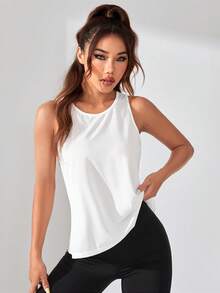 Dewbera Dewbera Solid Racer Back Sports Tank Topworkout Tank Top - White - View 3