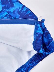 SHEIN 青少年男孩全印花長袖拉鍊連帽外套 - 藍色 - 查看 5