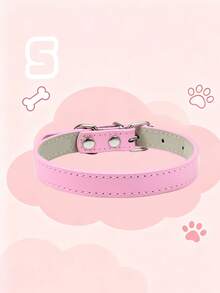 1Pc Pink Detachable PU Leather Pet Collar, Adjustable Soft Neck Collar For Small Medium Large Dogs, Cute Daily Wear Collar For Kittens Puppies - Multicolor - View 8