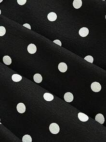 Elamini 夏季新款經典復古俏皮波點蕾絲風拼接日常百搭女款裙 - 黑與白 - 查看 7