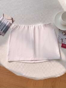SHEIN Tween女孩印花粉色花卉波點附內建內搭褲休閒裙 1件 - 粉色 - 查看 3