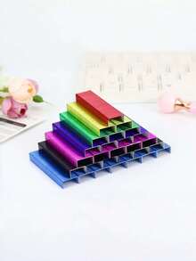 1set/1000pcs Colored Staples - General Office Staples, Document Staples, Book Staples And Staple Supplies - Made Of Other Metal Materials. - 1000Pcs/box - View 2