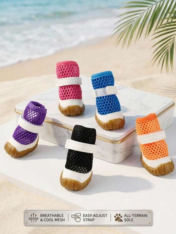 PETSIN Pet Dog Shoes, Pet Hollow-Out Soft Sole Shoes, Breathable Mesh Sandals, Pet Supplies
