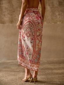 MOTF PREMIUM ELEGANT ALL-OVER PRINT MULTIFUNCTIONAL SWIMSUIT COVER-UP SCARF SKIRT - Multicolor - View 4