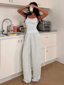 ZzzCrew Women's Fresh Striped Top And Plaid Pants Pajama Set - Multicolor - View 3