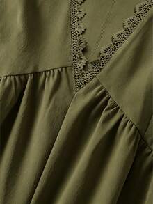 Linhara CURVE Plus Size Woven Summer Casual Fashion Style Travel Daily Wear Women's One-Piece Pants - Green - View 4