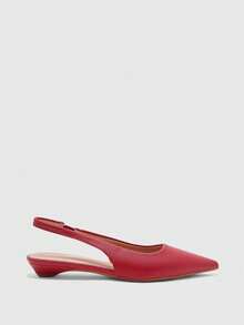 CUCCOO BIZCHIC Sepatu Flat Wanita PU Warna Solid Ringan dengan Tumit Miring Kecil, Berkelas Tinggi, Elegan, Burgundy, Pola Kasar, Tumit Embun, untuk Komuter, Kencan, dan Sehari-hari - Burgundy - View 7