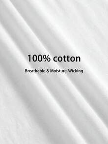 SHEIN MOD 100%純棉高腰白色舒適直筒長褲 - 白色 - 查看 3