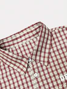 Manfinity Roghcode Men's Letter Plaid Pattern Short Sleeve Single-Breasted Casual Shirt - Multicolor - View 6