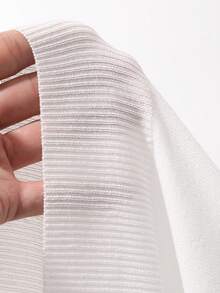 DAZY Spring/Autumn Long Sleeve Half-Button Solid White/Black Trim Men's Knit Top - White - View 3