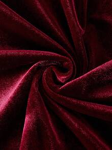 SHEIN CURVE+ Christmas Plus Size Women's Vintage Romantic Red Faux Bone Design Off-Shoulder Dress - Burgundy - View 5