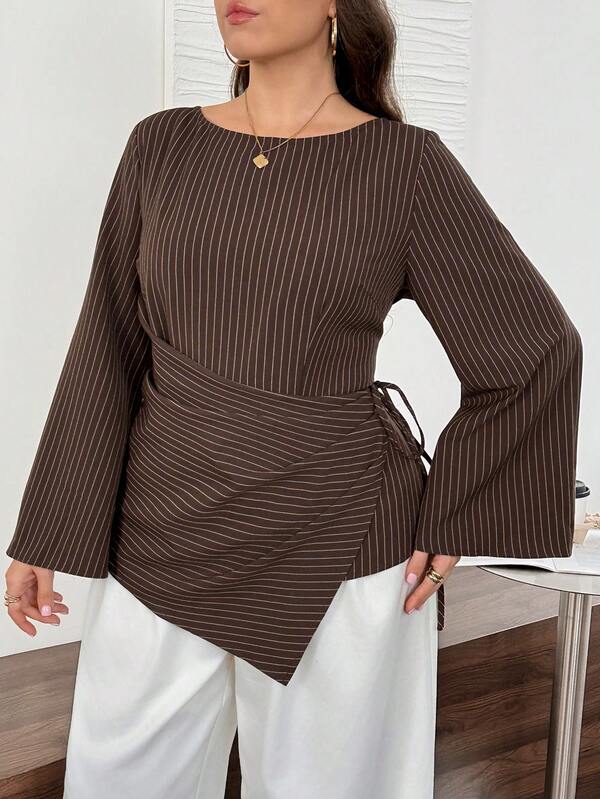 Comfylo Plus Size Women's Striped Casual Versatile Daily Wear Shirt Fall