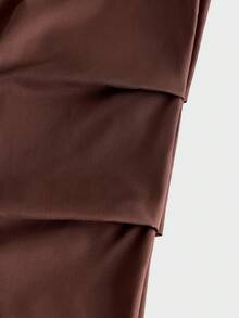 AXEPEAK Men's Solid Color Buckle Design Pleated Wide Leg Loose Fit Long Pants - Brown - View 7