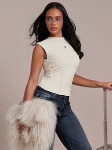 Hauture Women's Sexy Elegant Bustier Corset Cap Sleeve Top, Perfect For Office Wear Brunch Night Out Date Night, Teachers' Day, Going Out, Summer, Cream White - Apricot - View 2