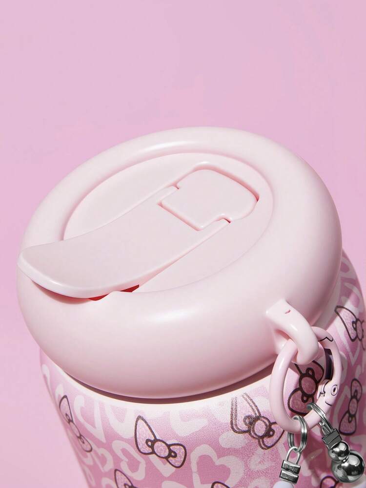 HELLO KITTY AND FRIENDS | SHEIN 360Ml/12oz Stainless Steel Water Cup, Thermal Insulation Water Bottle, Coffee Cup, With Straw, Leak-Proof Lid, Suitable For Hot And Cold Drinks, Suitable For Most Car Cup Holders, Gift-Giving Products - Baby Pink - View 5