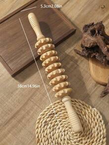 Haus Hana 6 Styles Natural Wooden Massage Roller For Back, Shoulder, Waist And Leg Relief - Helps Improve Blood Circulation And Relieve Muscle Fatigue, Yoga/Massage Tool - Section A - View 10