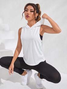 Dewbera Dewbera Casual Versatile White Sleeveless Hooded Lightweight Comfortable Sports Sweatshirt - Multicolor - View 4