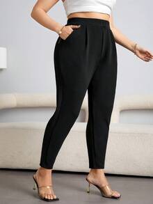 Shapeblank Plus High Waist Plicated Detail Tapered Pants Fall - Black - View 6