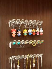 3/6/12 Pack Wall Mounted Clear Acrylic Jewelry Storage Hooks, Durable Polished Plastic Multi-Purpose Jewelry Hanger Organizer For Necklaces Earrings Rings Bracelets, Space Saving Wall Hanging Jewelry Rack For Bathroom, Ideal Gift Option - Multicolor - View 2