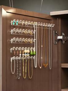 3/6/12 Pack Wall Mounted Clear Acrylic Jewelry Storage Hooks, Durable Polished Plastic Multi-Purpose Jewelry Hanger Organizer For Necklaces Earrings Rings Bracelets, Space Saving Wall Hanging Jewelry Rack For Bathroom, Ideal Gift Option - Multicolor - View 6