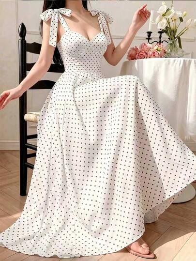 Celisse Polka Dot Digital Print Twist Front Sleeveless Dress