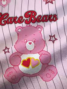 SHEIN X Care Bears 大尺碼女款圓領條紋字母卡通印花休閒日常夏季T恤 - 白色 - 查看 6