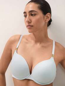 LUVLETTE Plunge Push-Up Blue T-Shirt Basic Breezy Comfort Basic Bra - Medium Wash - View 8