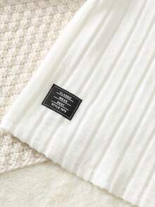 SHEIN Off-White 男童拼接針織長袖圓領T恤 - 白色 - 查看 5
