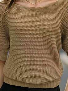 Balvessa Damen Grobstrick Pullover mit Cut-outs, locker geschnitten, , Drop-Shoulder, verkürzter Länge - Kaffeebraun - Übersicht 5