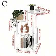 1PC Transparent Acrylic Side Table, Modern Design, Easy Assembly, Space Saving, Multifunctional Nightstand Suitable For Living Room, Bedroom, Hallway, Bathroom - Transparent - View 16
