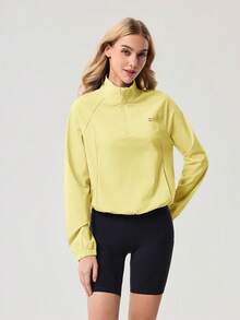 OutZeal Sports Tee Workout Gym UV Protection Cool Touch Front Half Zip With Pockets Long Sleeve T-Shirt - Yellow - View 6