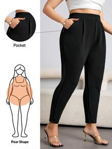 Shapeblank Plus High Waist Plicated Detail Tapered Pants Fall - Black - View 1
