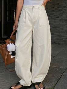 DAZY Solid Color Loose Carrot Pants With Pockets, Casual Long Pants For Women, Spring And Summer - Apricot - View 6