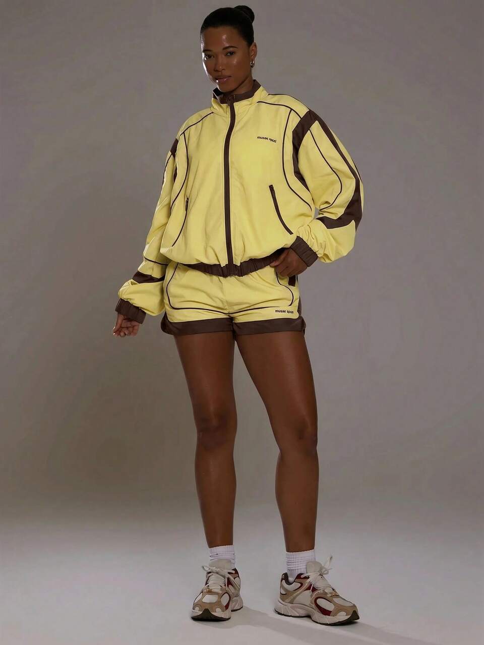Contrast Wind Breaker Active Shorts Sports Workout Gym Girly Pilates Fitness Daily