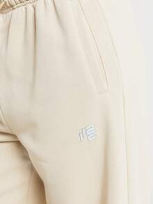 11SKNDS Oversized Jogger Sweatpants With Elastic Drawstring Waist, Ribbed Cuffed Hem, Relaxed Tapered Fit, Casual Everyday Lounge Pants - Khaki - View 5