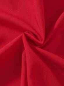 SHEIN 1件女童細肩帶收腰中長洋裝，紅色主色調搭配3D玫瑰紋理上衣＋配套蝴蝶結腰帶，簡約精緻，細肩帶設計適合夏季穿著，適合兒童生日派對、花童儀式、休閒出遊，公主風甜美大女孩夏季洋裝 - 紅色 - 查看 4