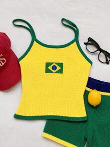 Flirla Conjunto de 2 piezas sexy para mujer para vacaciones en la playa, top casual & shorts de cintura baja de moda, conjunto para Pascua - Multicolor - Ver 3