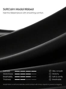 GLOWMODE 28" Modal Ribbed Glow Easy High-Waisted Wide Leg Joggers With Adjustable Drawstring & Side Pockets Training Workout Daily Active Casual - Black - View 6