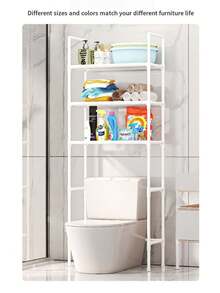 3-Tier Bathroom Shelf, No-Drill Freestanding Storage Rack Above The Toilet, Space-Saving, Suitable For Bathroom And Laundry Room, White - Multicolor - View 6