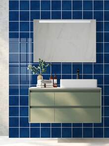1/12/36pcs Self-Adhesive Navy Blue Square Wall Tiles – Waterproof Oil-Proof Peel And Stick Panels For Kitchen & Shower Walls - 20*20CM - View 8