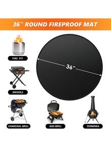 1pc 36 Inches (About 91.4cm) Fire Pit Mat Is Suitable For Single-Furnace Bonfire, Double-Sided Flame Resistant Barbecue Mat Deck Terrace Protection Mat, Round Barbecue Mat Is Suitable For Single-Furnace Accessories, Easy To Clean, Reusable - multicolor - View 9