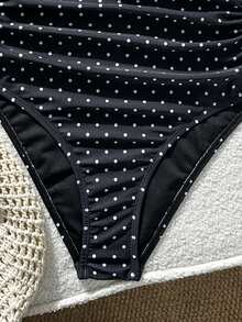 Swim Basics 女款波點鏤空連身泳衣，適合海灘度假、泳池派對、海灘派對 - 彩色 - 查看 6