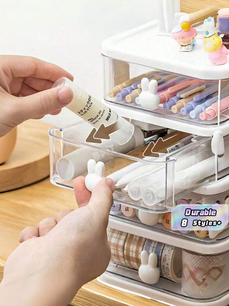 Multi-Layer Drawer Jewelry Storage Box, Stackable Detachable Dust-Proof Anti-Oxidation Large Capacity Organizer, Multi-Purpose Desktop Drawer Case For Jewelry, Cosmetics & Accessories Display - Multicolor - View 1