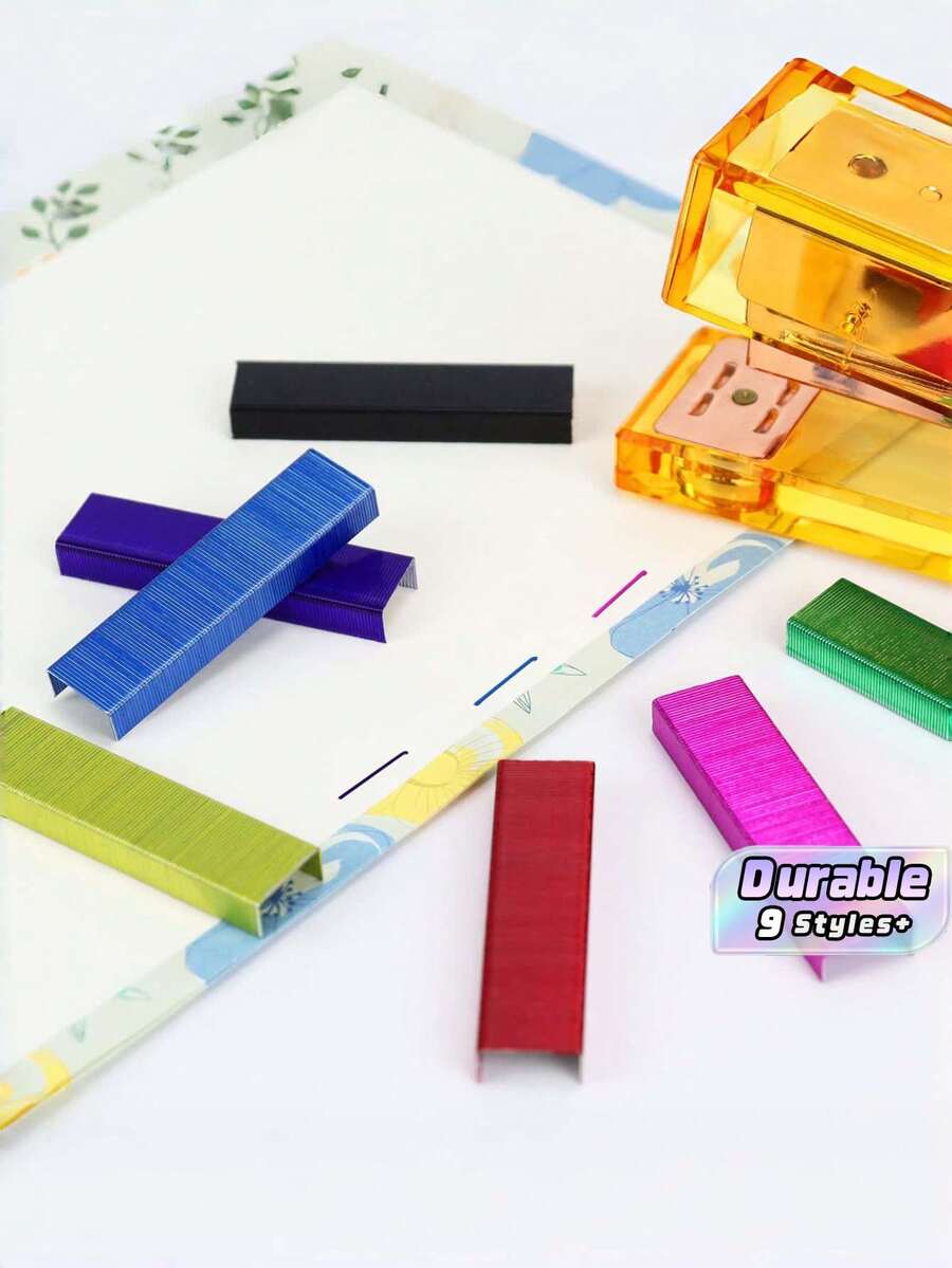 1set/1000pcs Colored Staples - General Office Staples, Document Staples, Book Staples And Staple Supplies - Made Of Other Metal Materials. - 1000Pcs/box - View 1