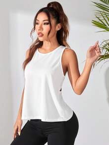 Dewbera Dewbera Solid Racer Back Sports Tank Topworkout Tank Top - White - View 6