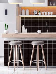 1/12/36pcs Black Square Peel And Stick Tile Stickers – Waterproof Self-Adhesive Backsplash For Kitchen, Bathroom & Laundry Room - 30*30CM - View 9