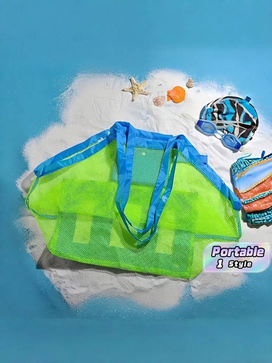 Large Capacity Foldable Mesh Beach Bag Wide Mesh Quick Water & Sand Drainage Lightweight Multipurpose Storage Tote For Beach Travel Camping Vacation - Multicolor - View 1