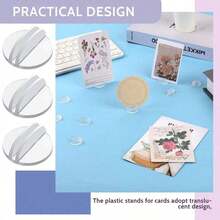 50/100pcs Transparent Table Card Holders, Mini Base Game Board Card Holders Cardboard Clips, Suitable For Wedding Party Number Display Stands - multicolor - View 6