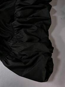 GlowEve CURVE 大尺碼黑白拼接牛奶絲泡泡裙收腰洋裝，優雅婚禮宴會雞尾酒禮服，荷葉邊裙襬派對小黑裙 - 黑色 - 查看 4